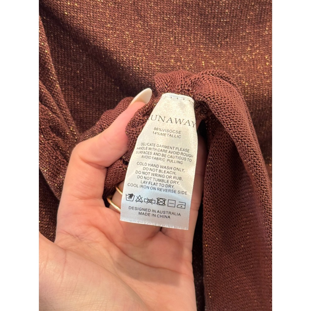 NEW Runaway The Label Kelsa One Shoulder Mini Dress Womens S Chocolate Metallic - Picture 8 of 11
